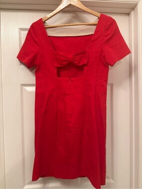 Anthropologie Maeve Red Short-Sleeve Cut Out Back Shift Dress Size 2